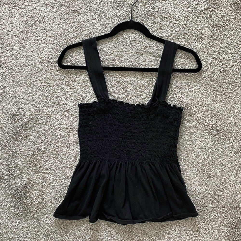 Anthropologie black ruched tank top